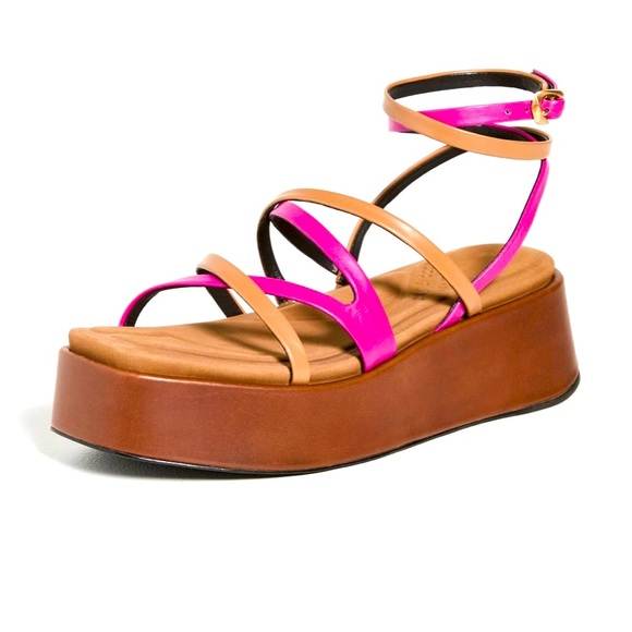 Rag & Bone Logan Platform sandal!   Size 9. Tan and Fuchia. NEW-Never been worn! - Picture 4 of 12